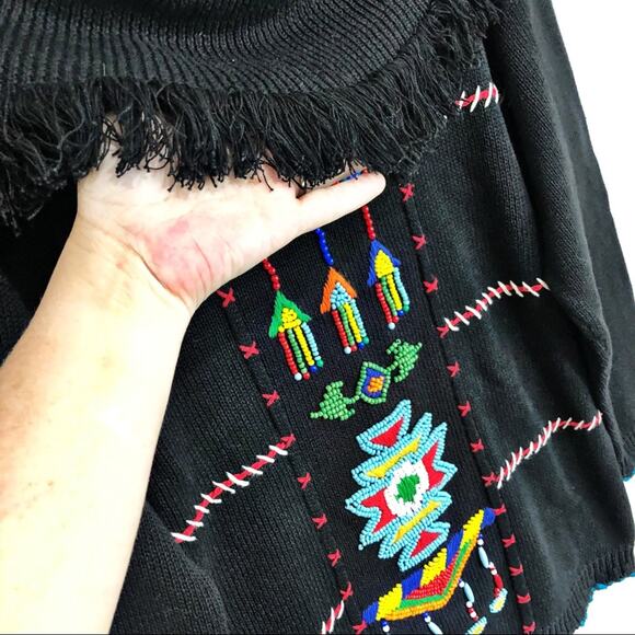 Vintage 80’s Victoria Jones Tribal Beaded Sweater - Picture 2 of 8